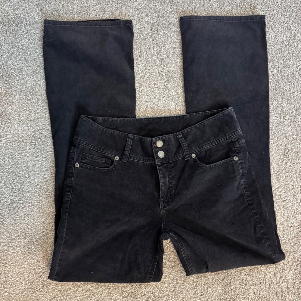 Y2K Retro Indie Grunge London Jean Corduroy Flare Pants Size 8 Black
